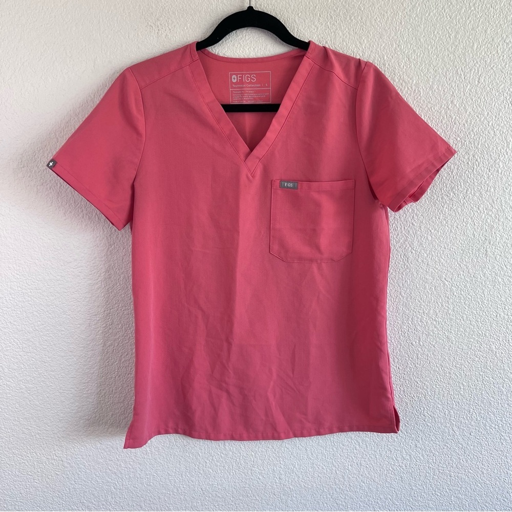 Figs Women's Top in Hot Coral